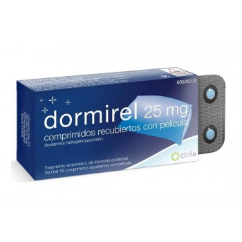 DORMIREL 25 mg COMPRIMIDOS RECUBIERTOS CON PELICULA, 16 comprimidos