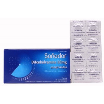 SOÑODOR DIFENHIDRAMINA 50 mg COMPRIMIDOS, 16 comprimidos